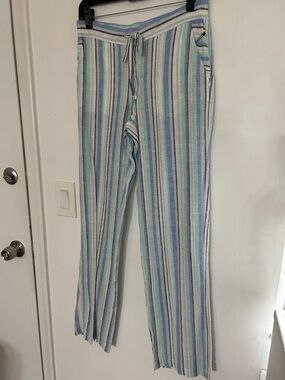 Vince Camuto Blue & Mint Striped Drawstring Joggers